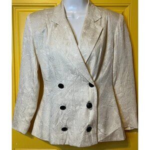 Aseret Silk Blouse Jacket  Jacquard Cone-Shaped Buttons SZ 4 Career Quiet Luxury